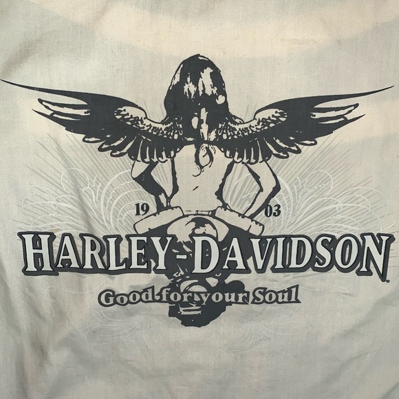 Harley Davidson size L black soft shell riding jacket black skull & wings logo - Picture 15 of 16